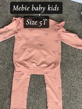 Mebie Baby Kids Pink Bow Matching Set - Size 5T